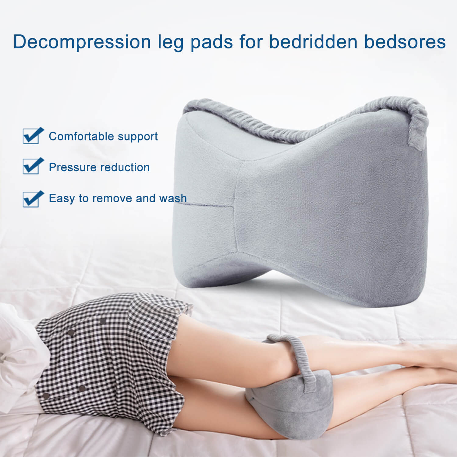  Everlasting Comfort Knee Wedge Pillow for Side Sleepers -  Contour Leg Pillow Aligns Spine & Relieves Pressure - With Strap for Back,  Hip & Knee Pain Relief : Home & Kitchen